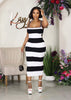 Striped Backless Lace-up Sheath Sexy Dress