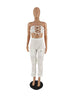 Sleeveless Lace-up Chest Wrap Vest Pants 2PC Set