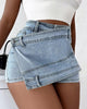 A- line High Waist Irregular Denim Skirt Shorts