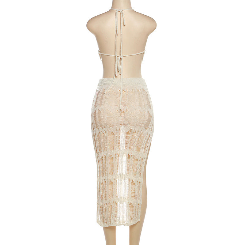 Beach Skirt with High Waist Slit Dress Set