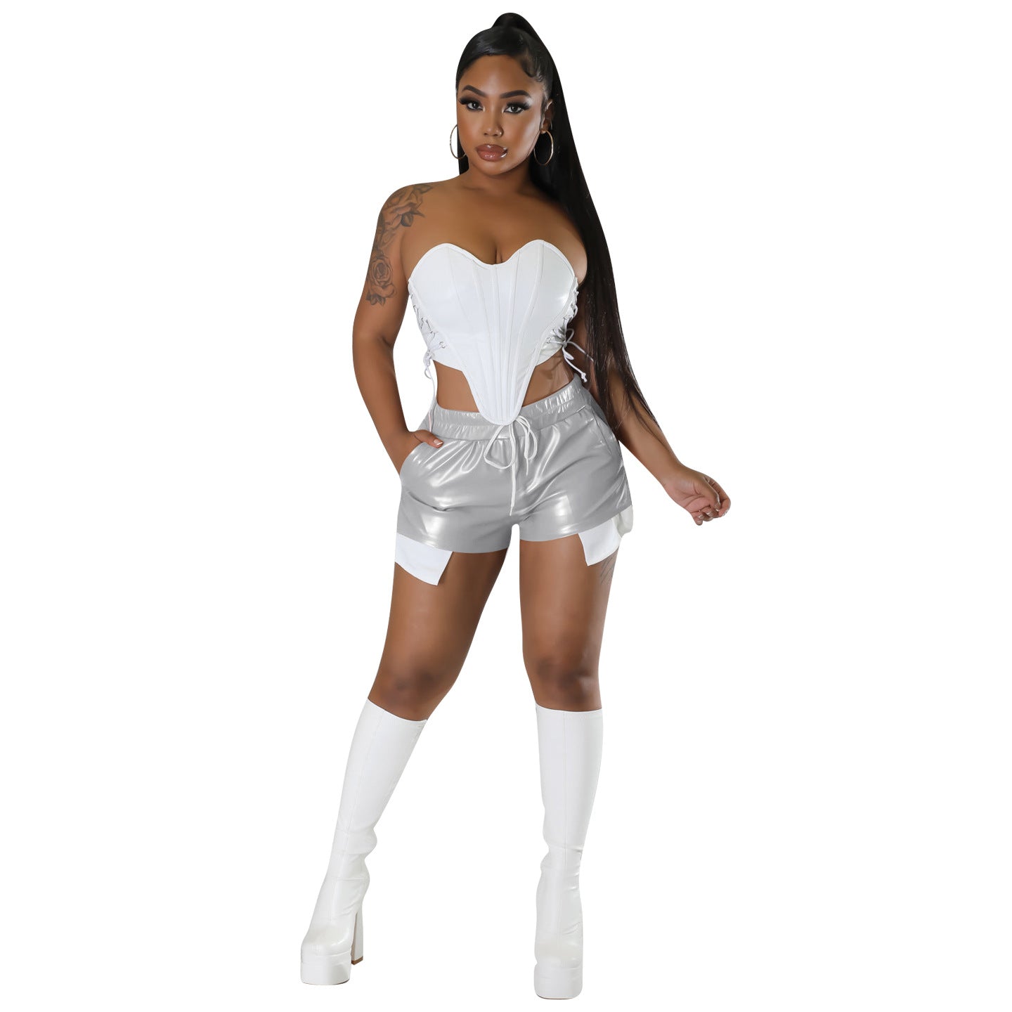 Deep Pocket Strap Leather Shorts