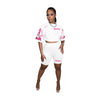 Printed Round Neck Short Sleeve Shorts