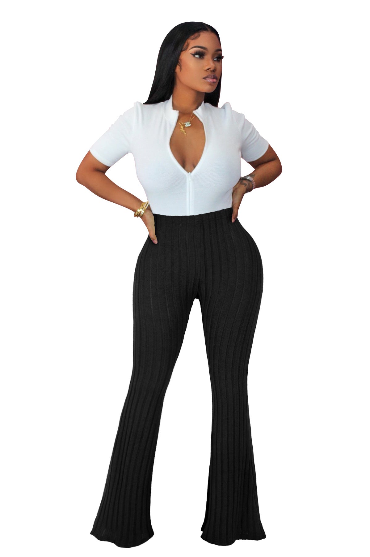 Brushed women's micro-flared pants