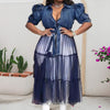 Cardigan Blue Denim Patchwork Skirt