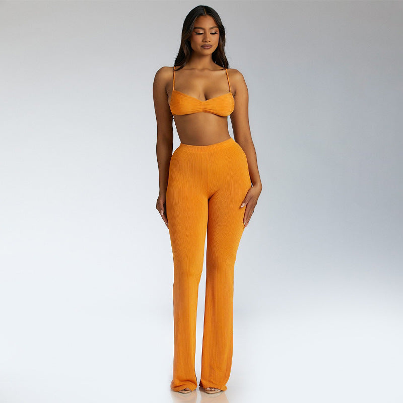 Bra Top & Flare Pants Two-Piece Set