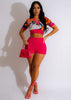 Printed Heart Neck Slim Fit Sports & Casual Suit