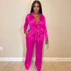 Two Piece Elastic Satin Lace Up Set
