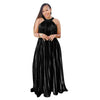 Sleeveless Off Shoulder Simulated Silk Pleated Large Swing Dress