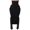Solid color high waisted elastic waistband patchwork car edge one step skirt long skirt