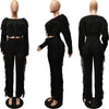 Casual Solid Color Knitted Long Sleeve Tassel Suit Women's Knitted Sweater