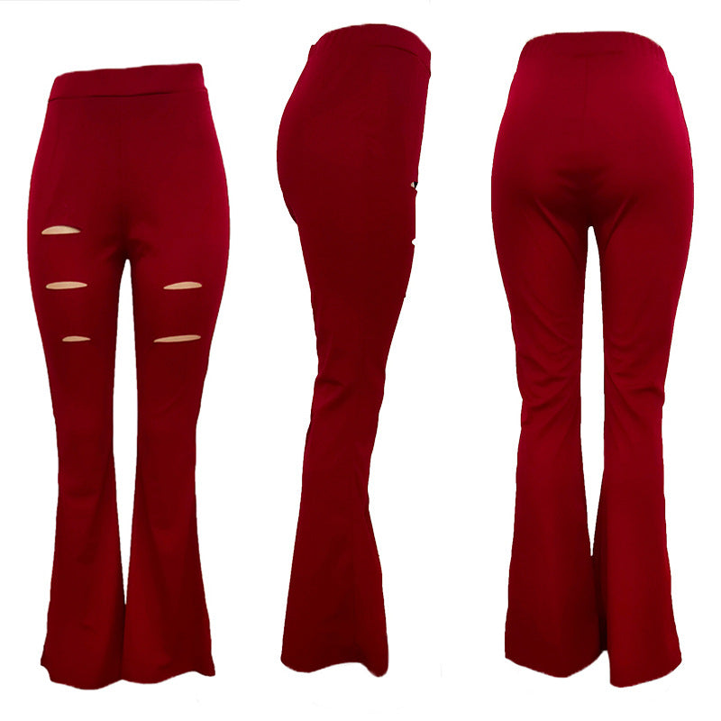 Slim Cut Flower Ripped Trouser Clothing Bootcut