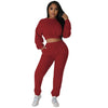 Fashion casual sweatshirt set solid color 2PC set