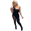 Off-the-Shoulder Stitching Jumpsuit