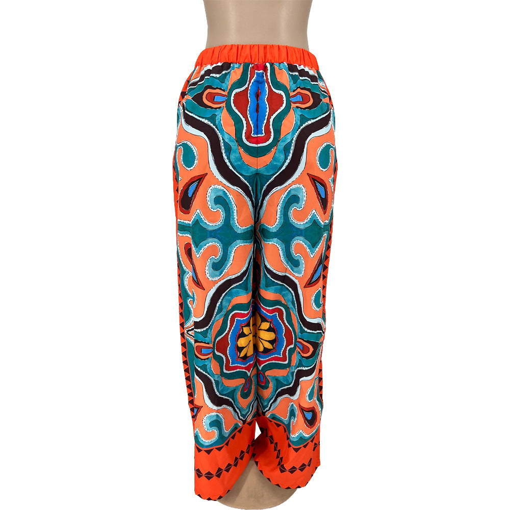 Printed Loose Fitting Women's Casual Pants