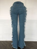 Eyelet String Tassel Straight Jeans