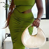 Solid Color Suspender Hip Skirt Two-piece Set