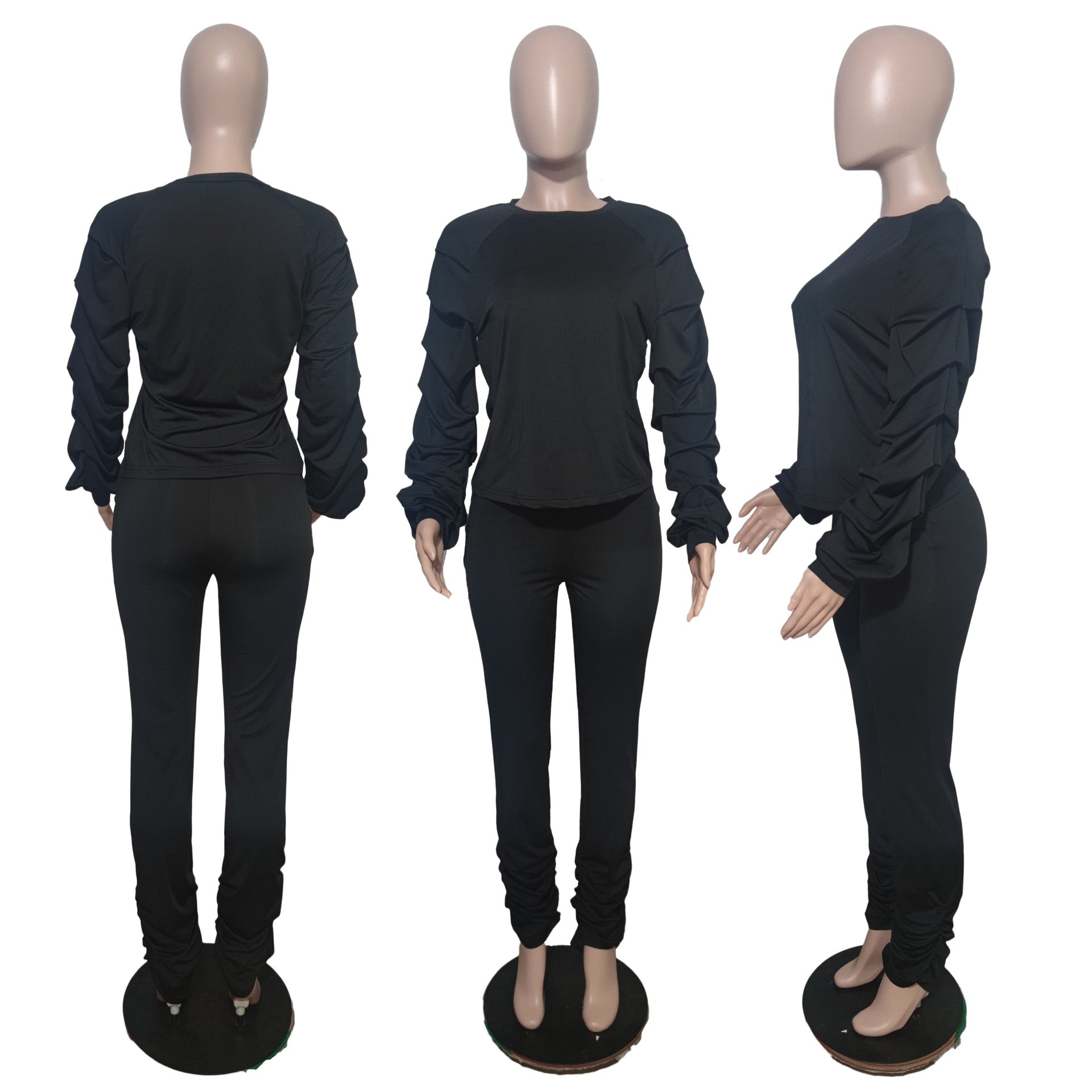 Stylish casual pleated 2PC set