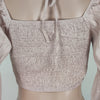 Pleated Balloon Sleeve Cinched Waist Top