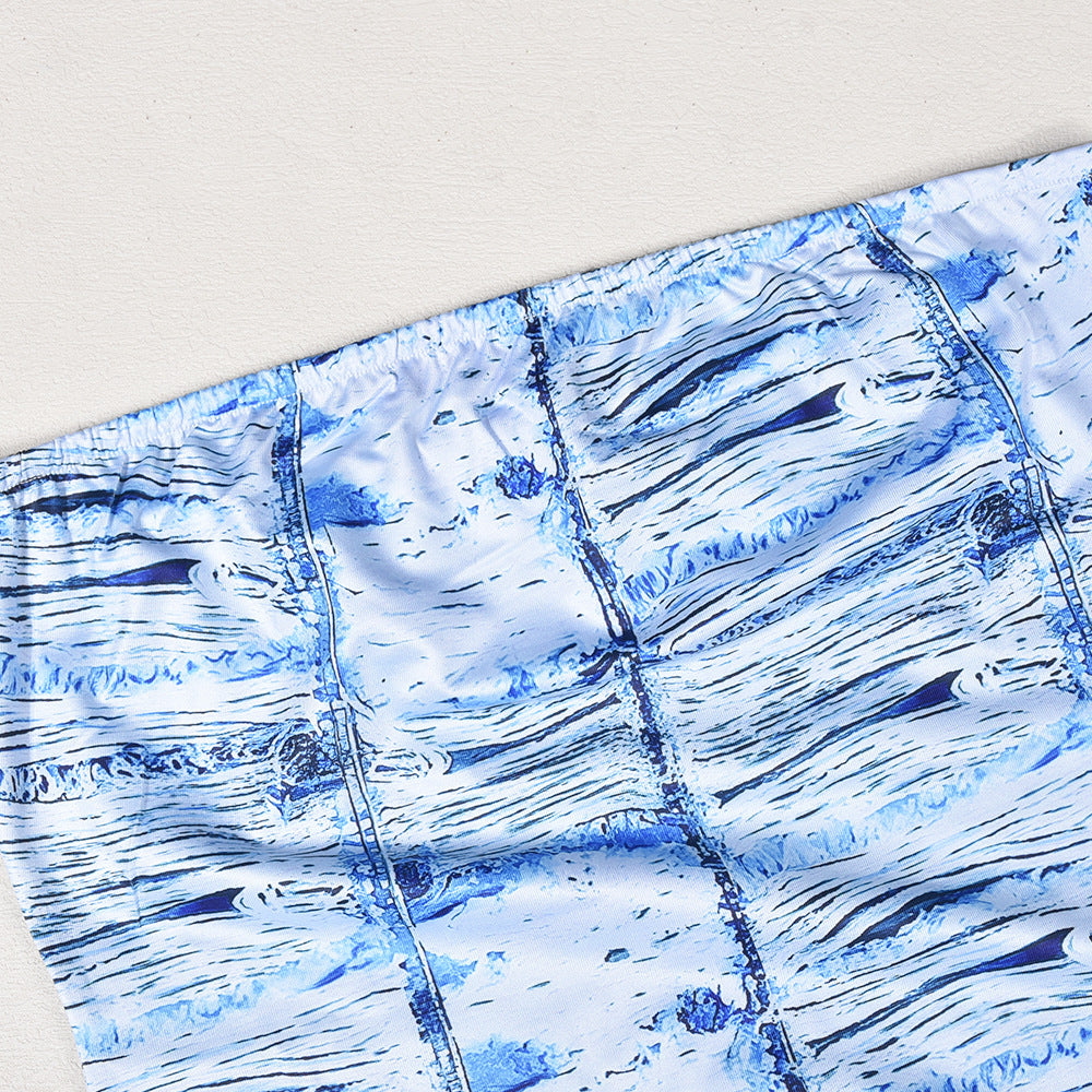 Slim Fit Backless Printed Tube Top Dress