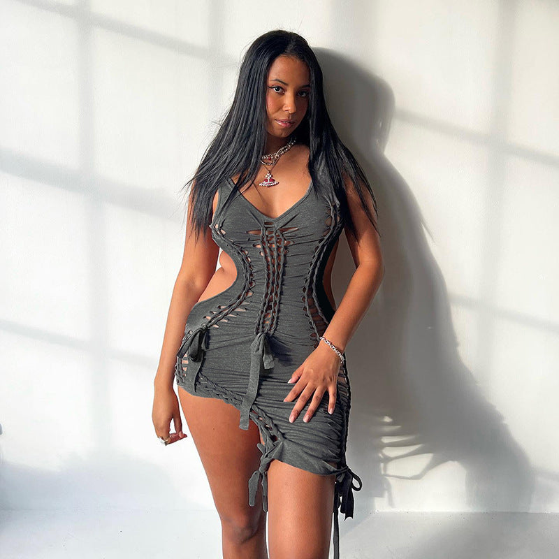 Hollow Sleeveless Suspender Dress