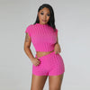 Cropped Shorts Popcorn Bubble Two-Piece Set