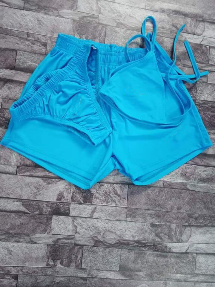 Pure Color Bikini Three-Piece Set 3PC