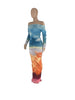 Off Shoulder Pleated Printed Dress