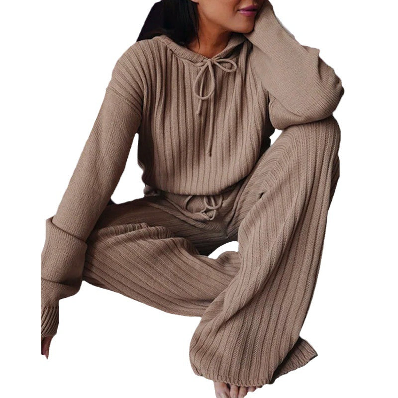 Long sleeve loose hooded leisure 2pc set