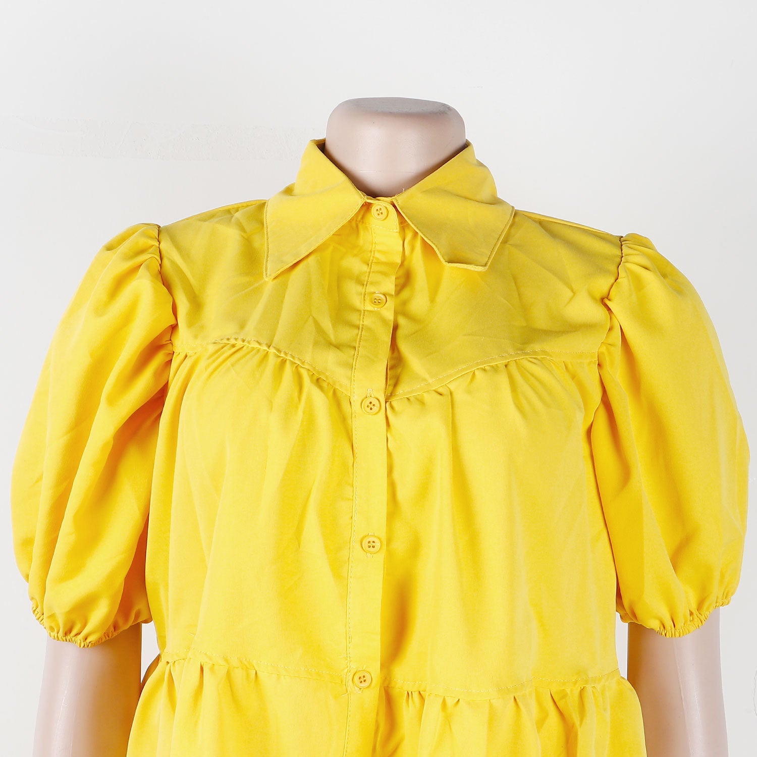 Puff Sleeve Loose Pleated Dress
