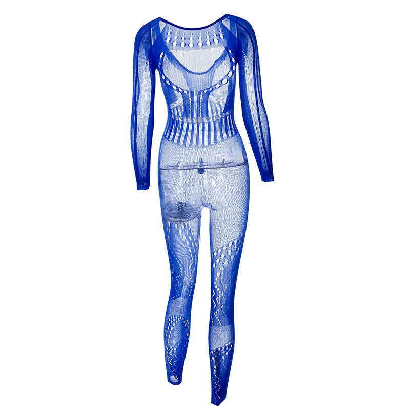 Long Sleeve Tight Cutout  Bodysuit Pants