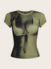 3D Printed Slim-Fit round Neck Top