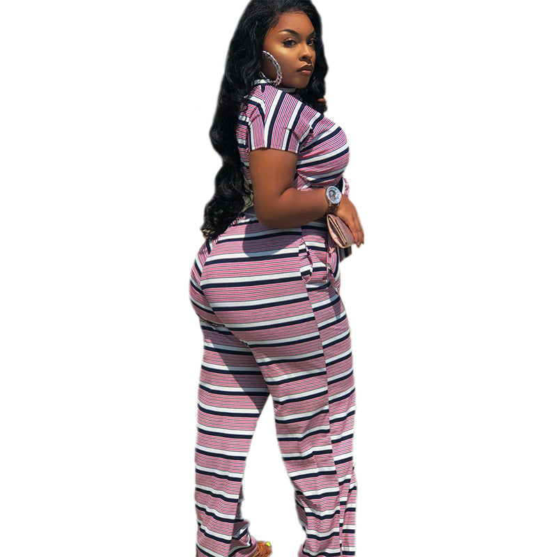 Large Striped Printed 2PC Suit