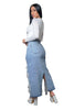 Denim dress with irregular tassels and holes
