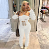 Woolen Oversleeve Halter Lace-up Hollow Jumpsuit Pile Pants