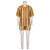 Hollow out See-through Contrast Color Lapels Knitted Shorts Suit