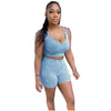 Camisole High Waist Hip Lift Shorts Casual Sports 2PC