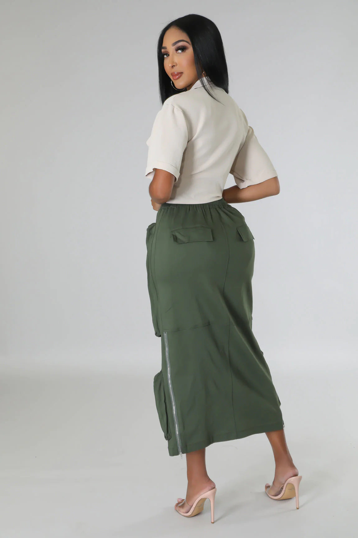 Pocket Workwear Large Lace Up Skirt