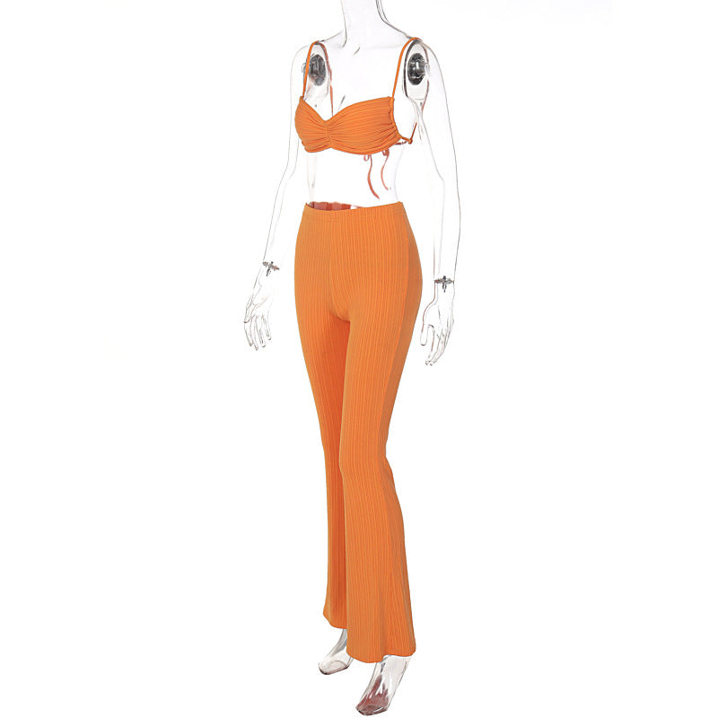 Bra Top & Flare Pants Two-Piece Set