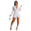 Bubble Zipper Slim Fit Solid Color Long Sleeve Jumpsuit
