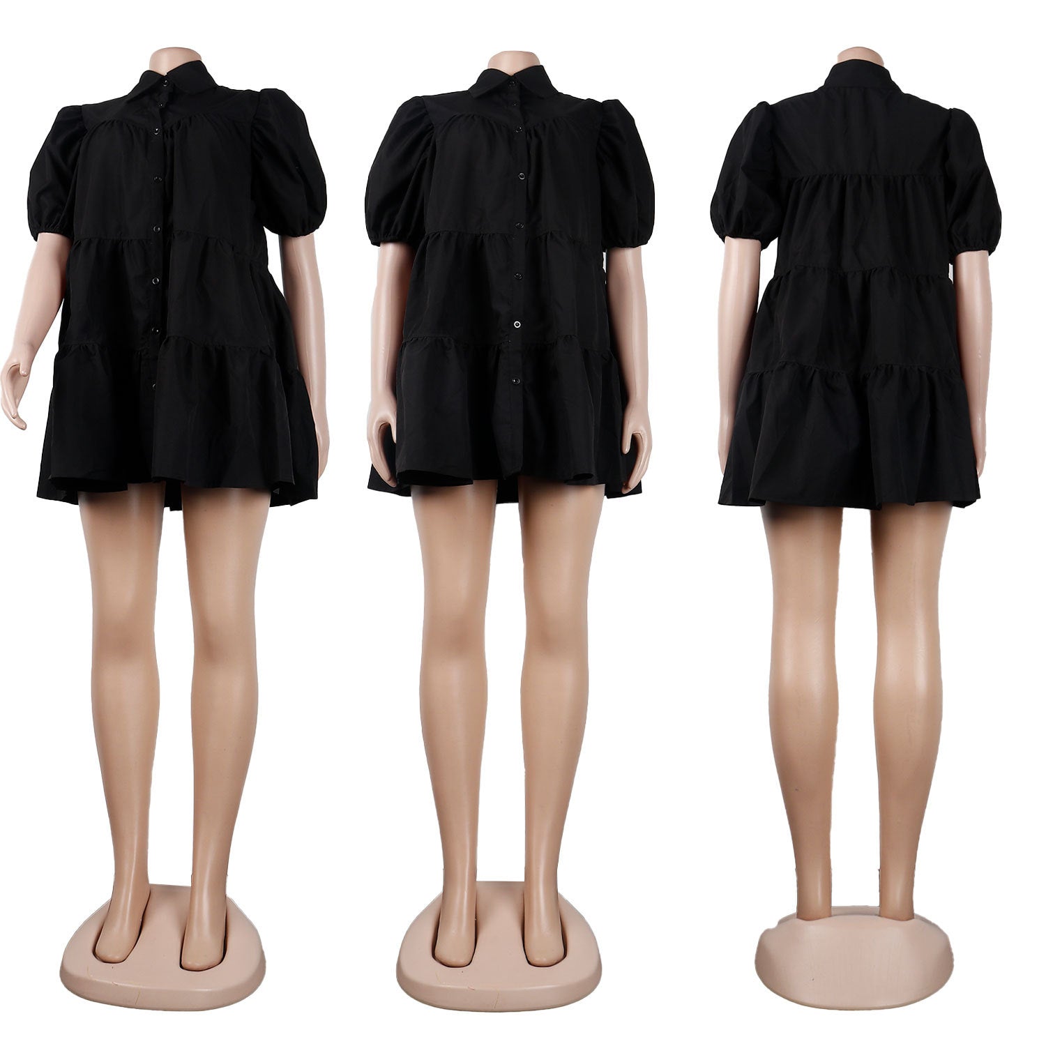 Puff Sleeve Loose Pleated Dress