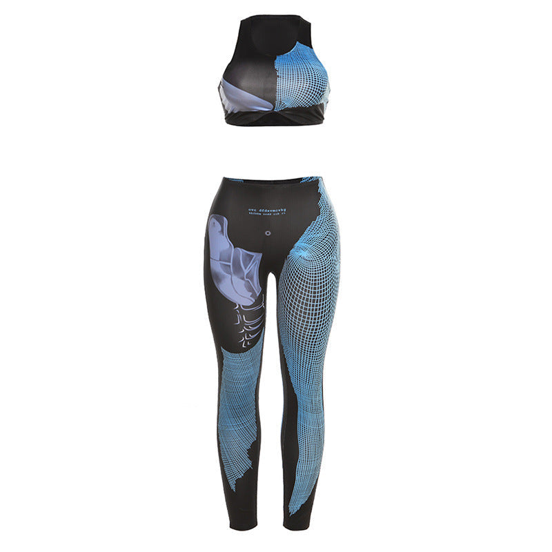 Digital Printed Sleeveless Slimming Set