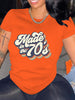 Printed Letter Crew T-shirt Short Top