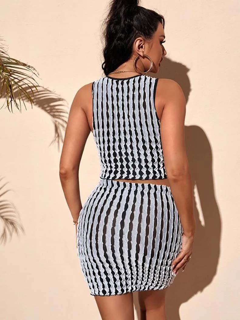 Small Tank Top High Waist Hip Tight Skirt Set