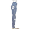 Printed high waisted casual straight jeans