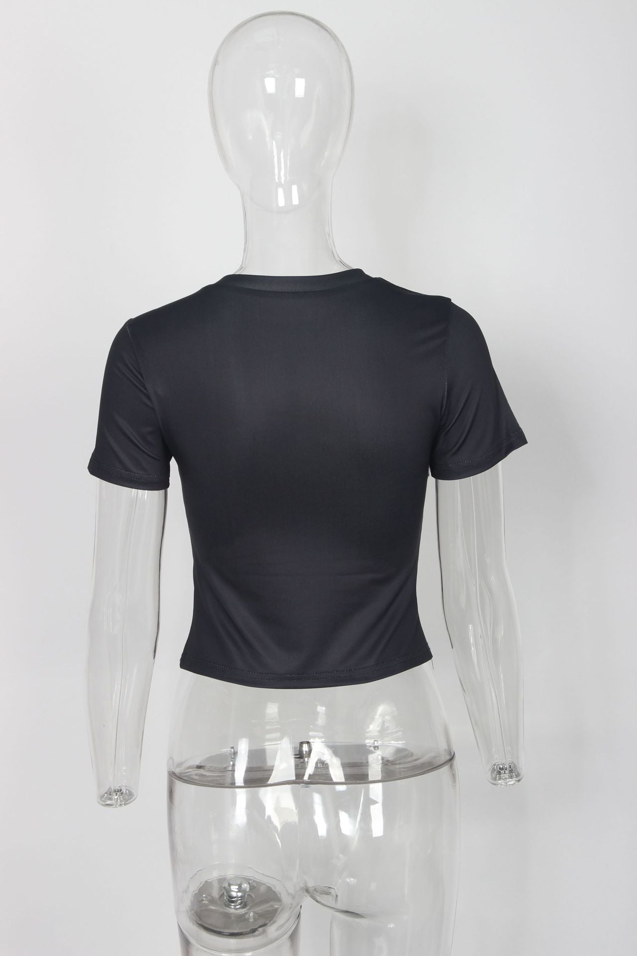 Letter Printed Open Navel Short T-shirt