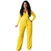 Long sleeved solid color low cut two-piece set
