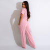 Cotton Short-sleeved Pleated T-shirt Wide-leg Pants Two-piece Suit