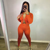 Stand Collar Zippered Long Sleeve Top High Waist Tight Trousers Set
