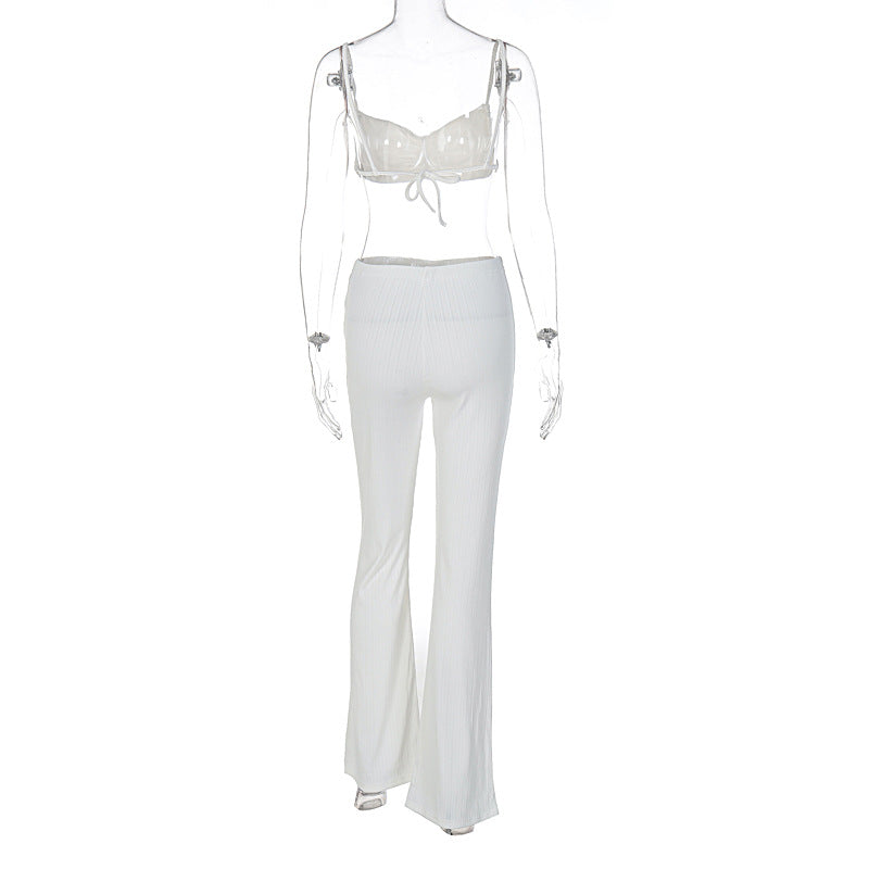 Bra Top & Flare Pants Two-Piece Set