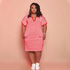 V-neck Striped Loose Dress